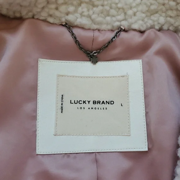 NWOT Lucky Brand Ivory Sherpa Teddy Long Coat. Large. - Picture 8 of 11